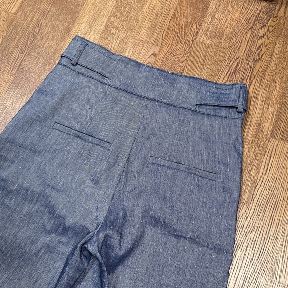 Veronica Beard Aubrie Linen Blend Blue Melange Wide Leg Cropped Pants Womens 4 - Picture 5 of 11